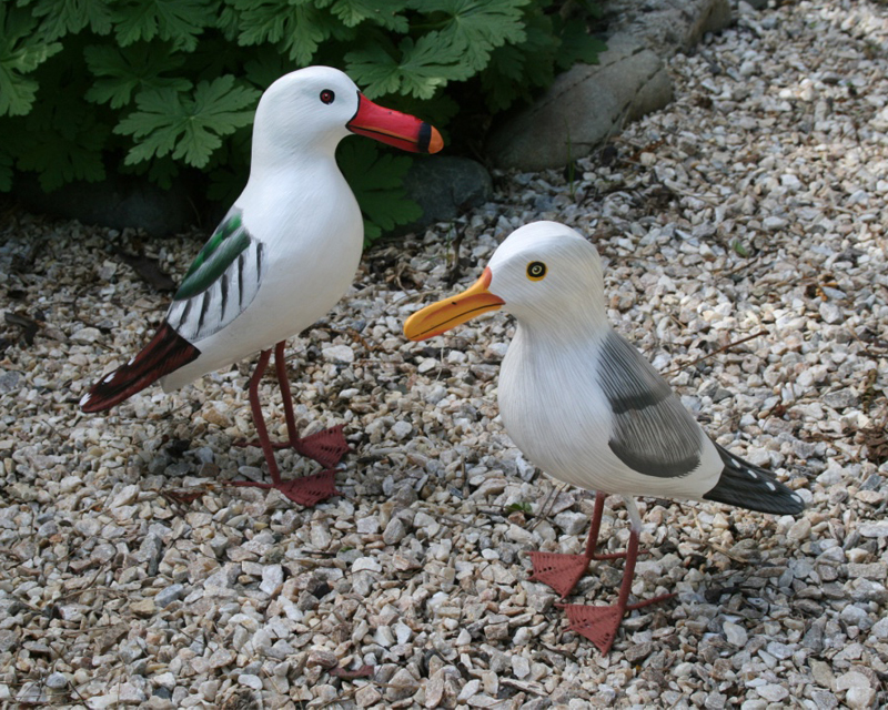 Wooden seagulls