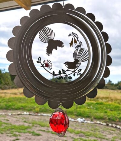 Fantail And Flowers Wind Spinner
