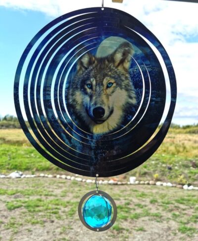 Wolf Wind Spinner And Glass Ball