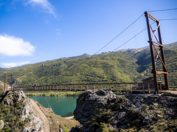 Crossing The Hugo Bridge Along The Lake Dunstan Trail.