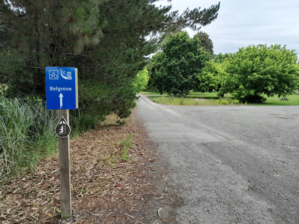 Wai-iti Great Taste Trail And Kainui Sign, Parking By Trees
