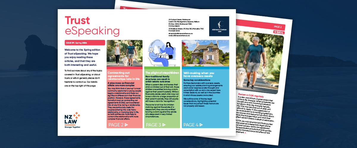 Trust eSpeaking newsletter on navy blue background