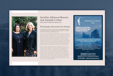 Amanda Crehan and Jacintha Atkinson-Manson from Atkinson Crehan Law, featured in Waimea Weekly Article