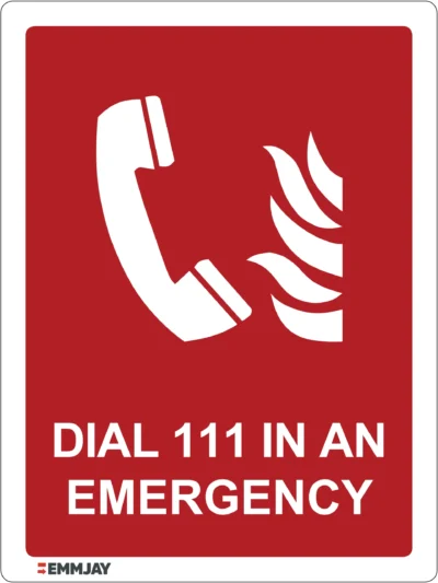 Workplace Safety Signs - Emmjay - Dial 111 in an Emergency Sign