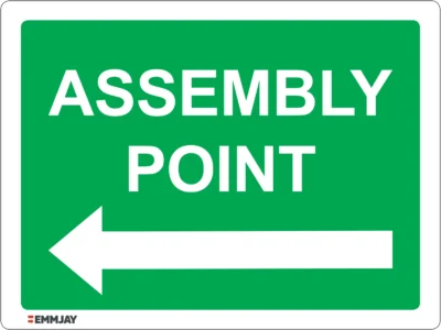 Workplace Safety Signs - Emmjay - Assembly Point - Pointing Arrow to the Left Sign