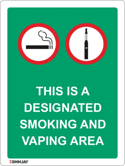 Workplace Safety Signs - Emmjay - This is a Designated Smoking and Vaping Area Sign