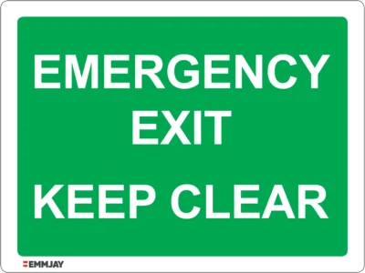Workplace Safety Signs - Emmjay - Emergency Exit - Keep Clear Sign
