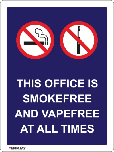 Workplace Safety Signs - Emmjay - This Office is SMOKEFREE and VAPEFREE at all times Sign