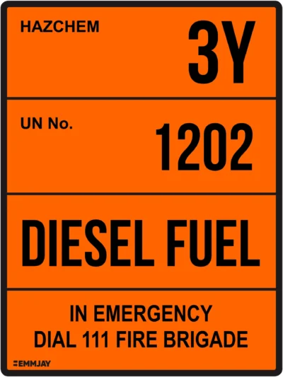 Workplace Safety Signs - Emmjay - HAZCHEM - 3Y 1202 Diesel Fuel Sign