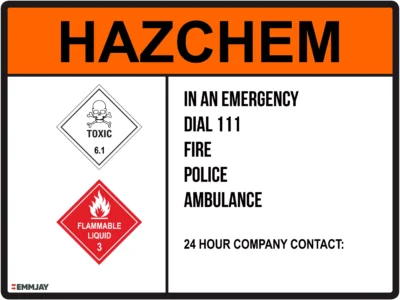 Workplace Safety Signs - Emmjay - HAZCHEM - Toxic and Flammable Substances