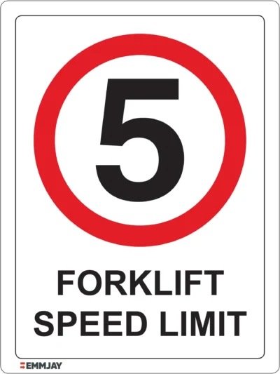 Workplace Safety Signs - Emmjay - Prohibition - Forklift speed limit of 5 Sign