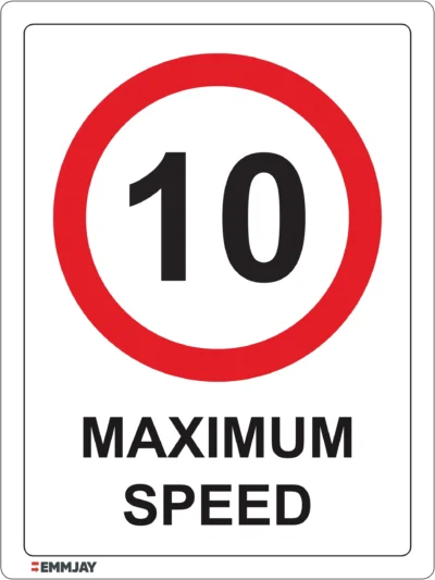 Workplace Safety Signs - Emmjay - Maximum Speed Limit of 10 Sign