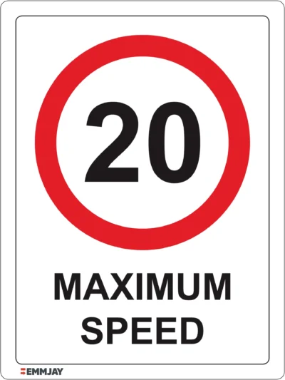 Workplace Safety Signs - Emmjay - Maximum Speed Limit of 20 Sign