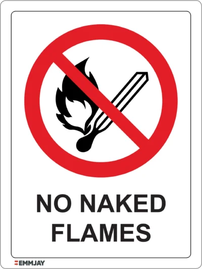 Workplace Safety Signs - Emmjay - Prohibition - No naked flames Sign