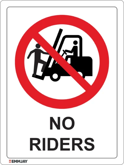 Workplace Safety Signs - Emmjay - Prohibition - No riders Sign