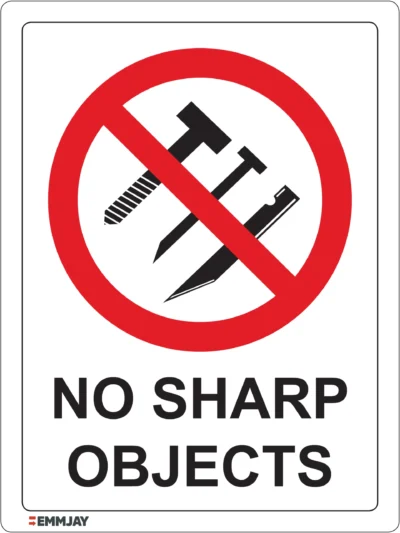 Workplace Safety Signs - Emmjay - Prohibition - No sharp objects Sign