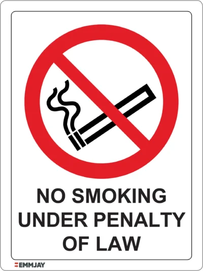 Workplace Safety Signs - Emmjay - Prohibition - No smoking under penalty of law Sign