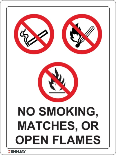 Workplace Safety Signs - Emmjay - Prohibition - No smoking, matches, or open flames Sign