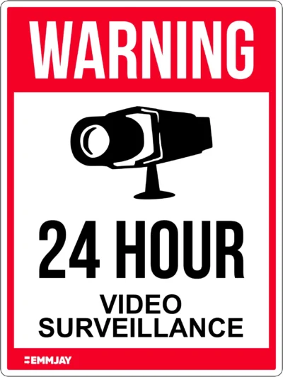Workplace Safety Signs - Emmjay - Warning - 24 hour video surveillance Sign