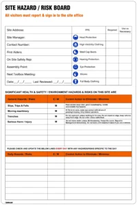 HZ002 – Site Hazard/Risk Board