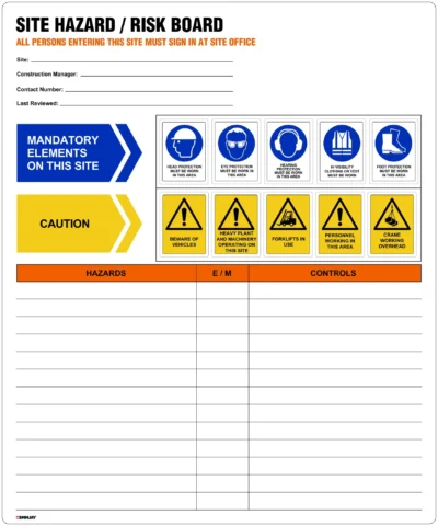 Safety Signs - Emmjay - Site Hazard / Risk Board - HZ010