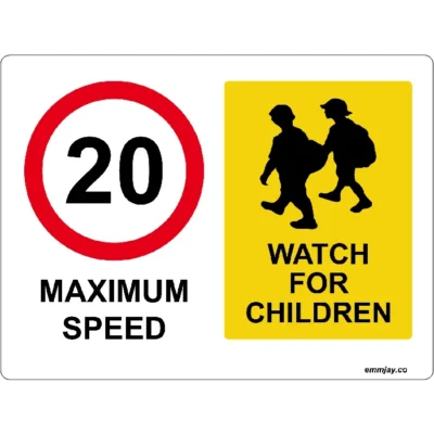 Workplace Safety Signs - Emmjay - Maximum speed 20 - Watch for Children Sign