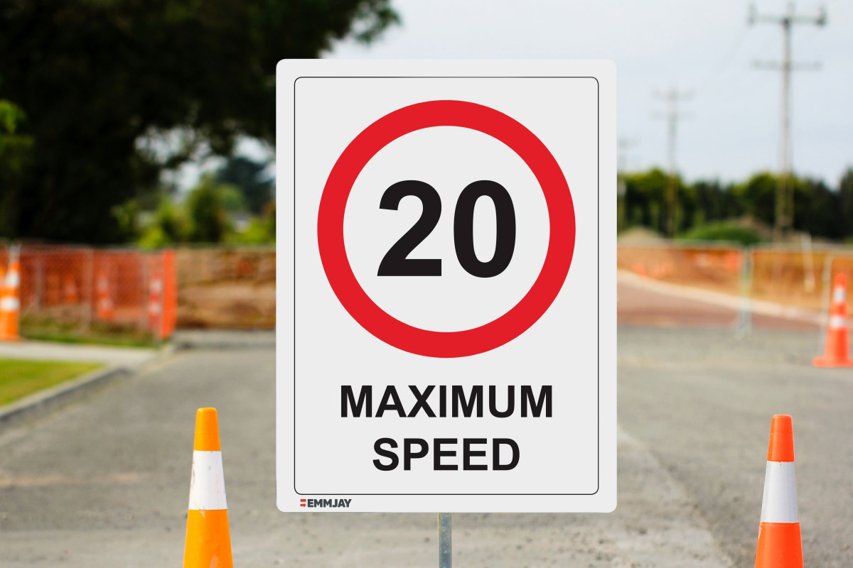 Workplace Safety Signs - Emmjay - Transport & Roading - Maximum Speed of 20 Sign