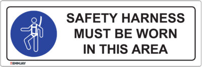 Workpalce Safety Signs - Emmjay - Safety Harness Must Be Worn In This Area Sign