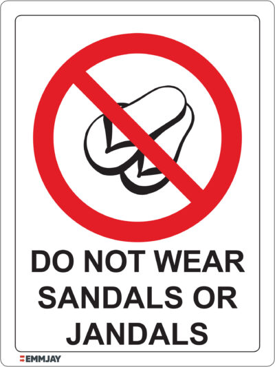 Workpalce Safety Signs - Emmjay - Do Not Wear Sandals or Jandals Sign