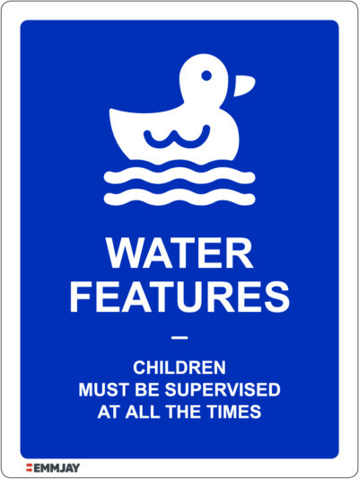 EGL 1074 Water Features - Children Must be Supervised at All Times Sign