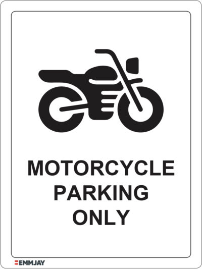 EGL 1138 - Motorcycle Parking Only White Vertical Sign