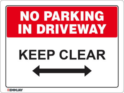 EGL 1161 No Parking in Driveway - Keep Clear Sign