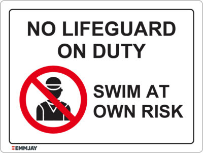 EGL 1187 No Lifeguard on Duty - Swim at Own Risk Sign