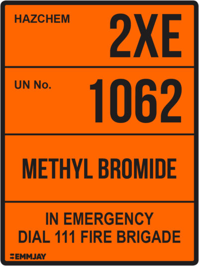 EGL 1196 HAZCHEM - 2xe 1062 Methyl Bromide Sign