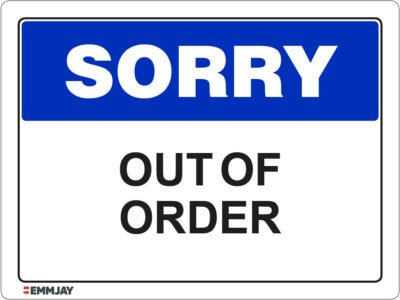 EGL 1238 Sorry - Out of Order Sign