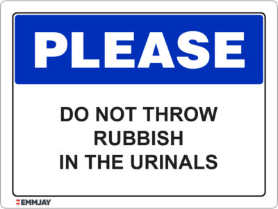 EGL 1251 Please - Do not Throw Rubbish in the Urinals Sign