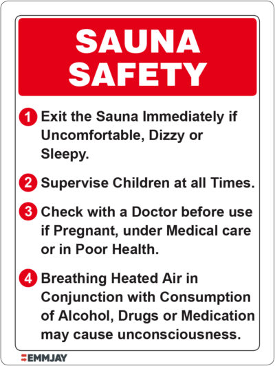 Workpalce Safety Signs - Emmjay - Sauna Safety with 4 Points Sign