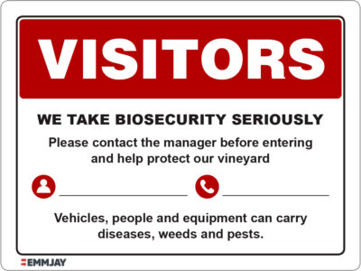 Workpalce Safety Signs - Emmjay - Visitors We Take Biosecurity Seriously Sign
