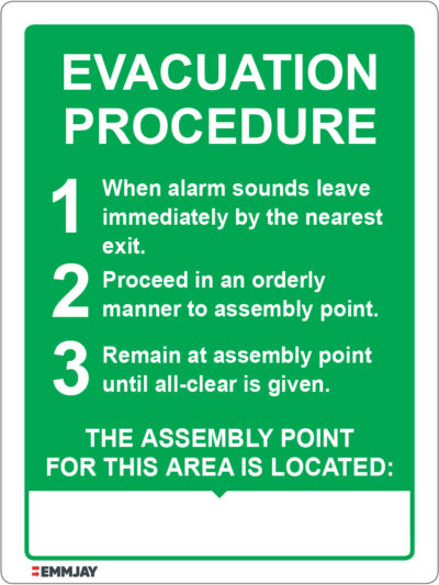 Workpalce Safety Signs - Emmjay - Evacuation Procedure Sign