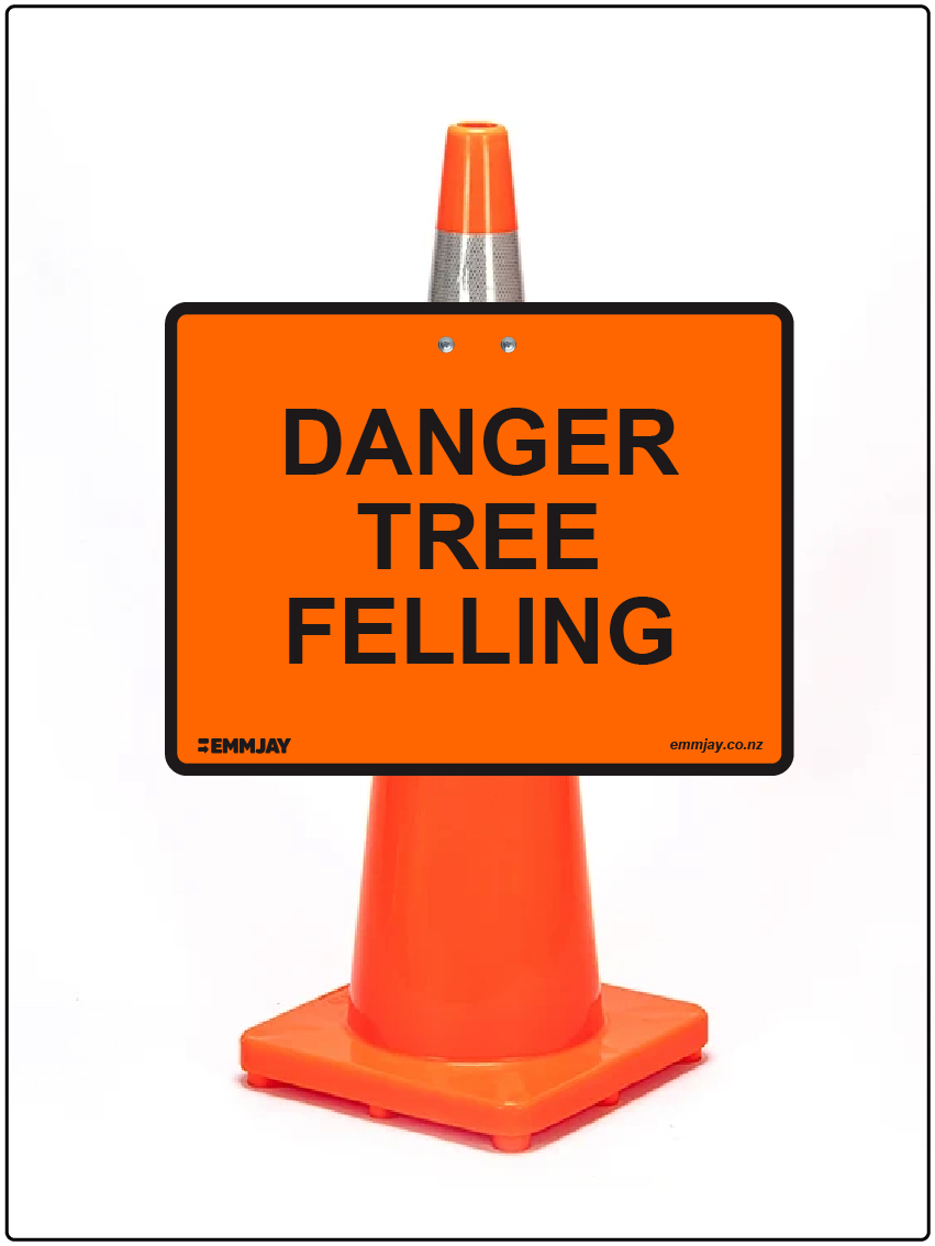 Danger tree felling cone mounted sign