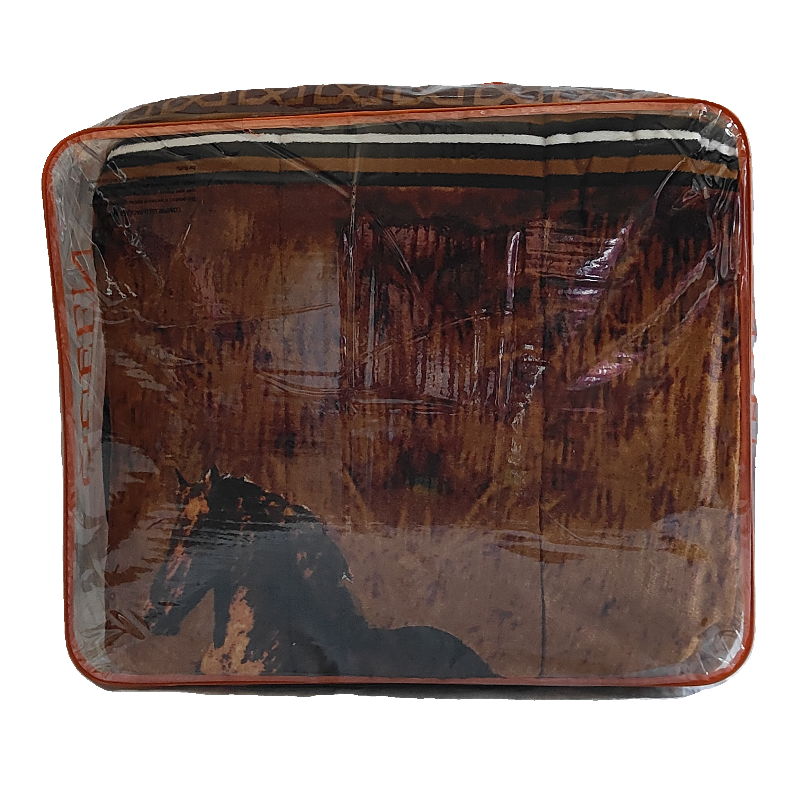 Horse Design Blanket - Nova Printed Flannel Borrego 3 Piece Queen Size Set - Image 3