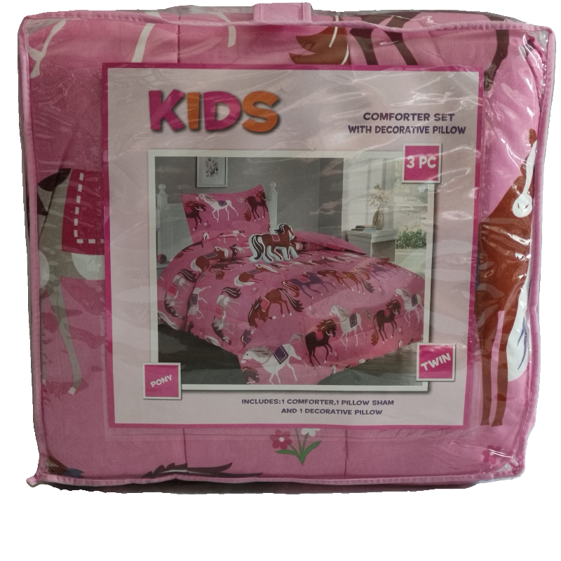 Pony Printed Design Comforter - 3 Pieces Twin Size Kids Bed In a Bag. - Image 2