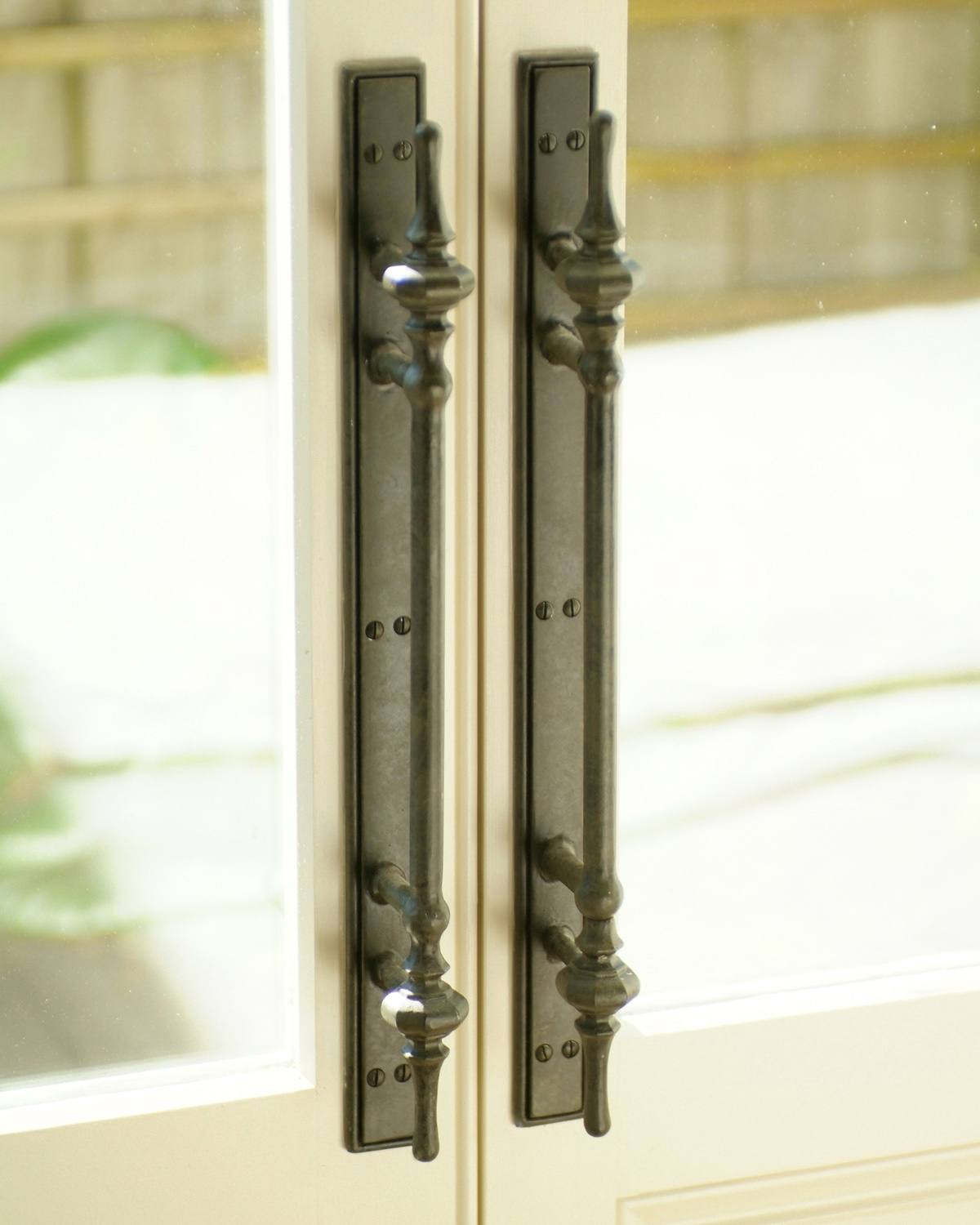 Custom designed iron door handles
