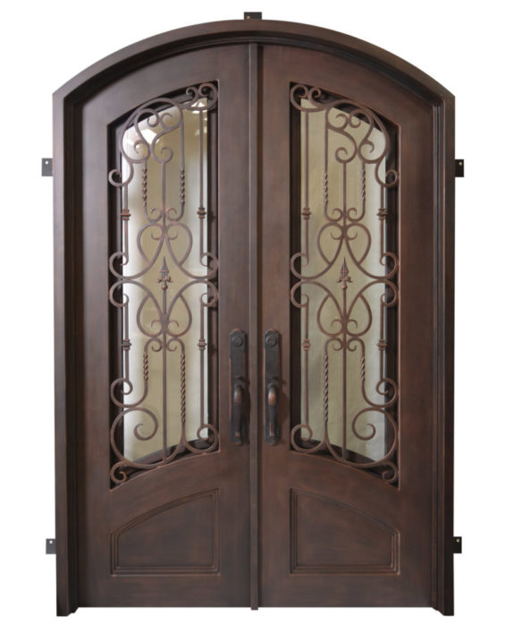Verona Custom Made Iron Doors With Arched Frame